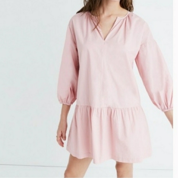 Madewell Dresses & Skirts - Madewell Pink Tunic Dress V-Neck Drop Waist size small